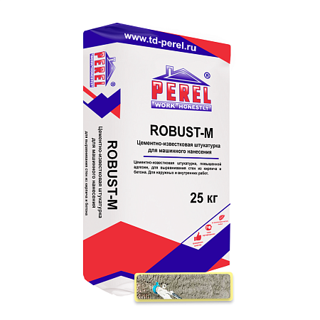 0514 ROBUST-M Штукатурка цементно-известковая Perel 25 кг по низкой цене