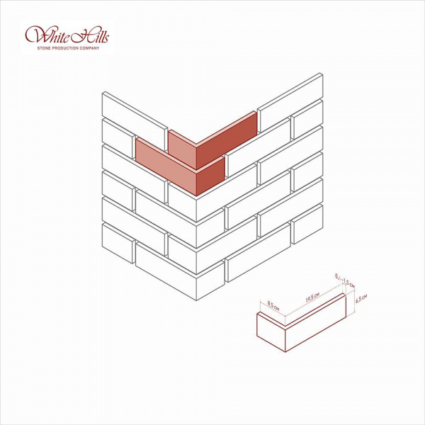 Декоративный облицовочный кирпич Торн брик 329-20 углы White Hills по низкой цене