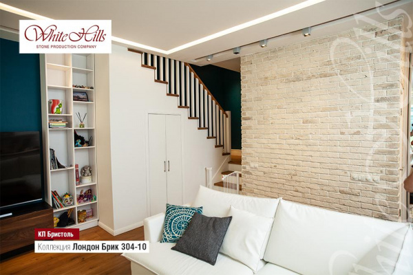 Декоративный облицовочный кирпич Лондон Брик 304-10 плоскость White Hills по низкой цене