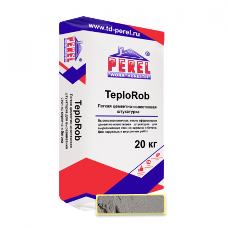 0518 TeploRob Штукатурка цементно-известковая легкая Perel 20 кг по низкой цене