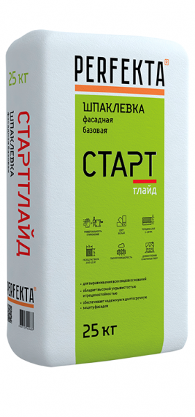 Шпаклевка цементная фасадная базовая Perfekta СТАРТ ГЛАЙД белый 25 кг по низкой цене
